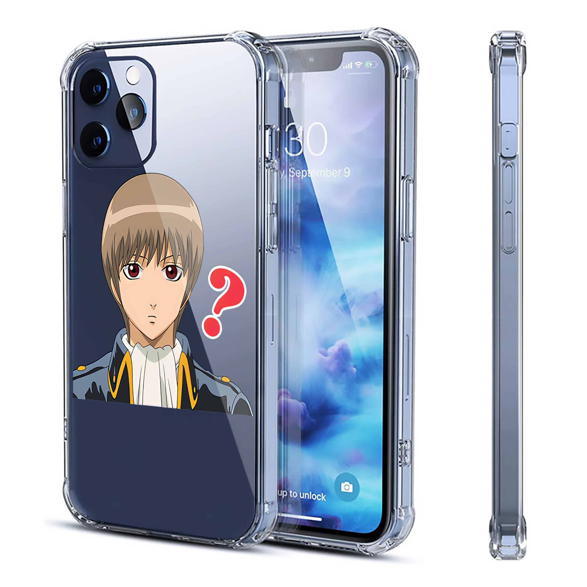 （画像用） ぎんたま 坂田銀時（さかたぎんとき） 神楽 志村新八（しむら しんぱち） GINTAMA Sakata Gintoki Kagura Shimura Shinpachi 【iPhone 12シリーズ対応】透明スマホケース（クリアソフトケース）